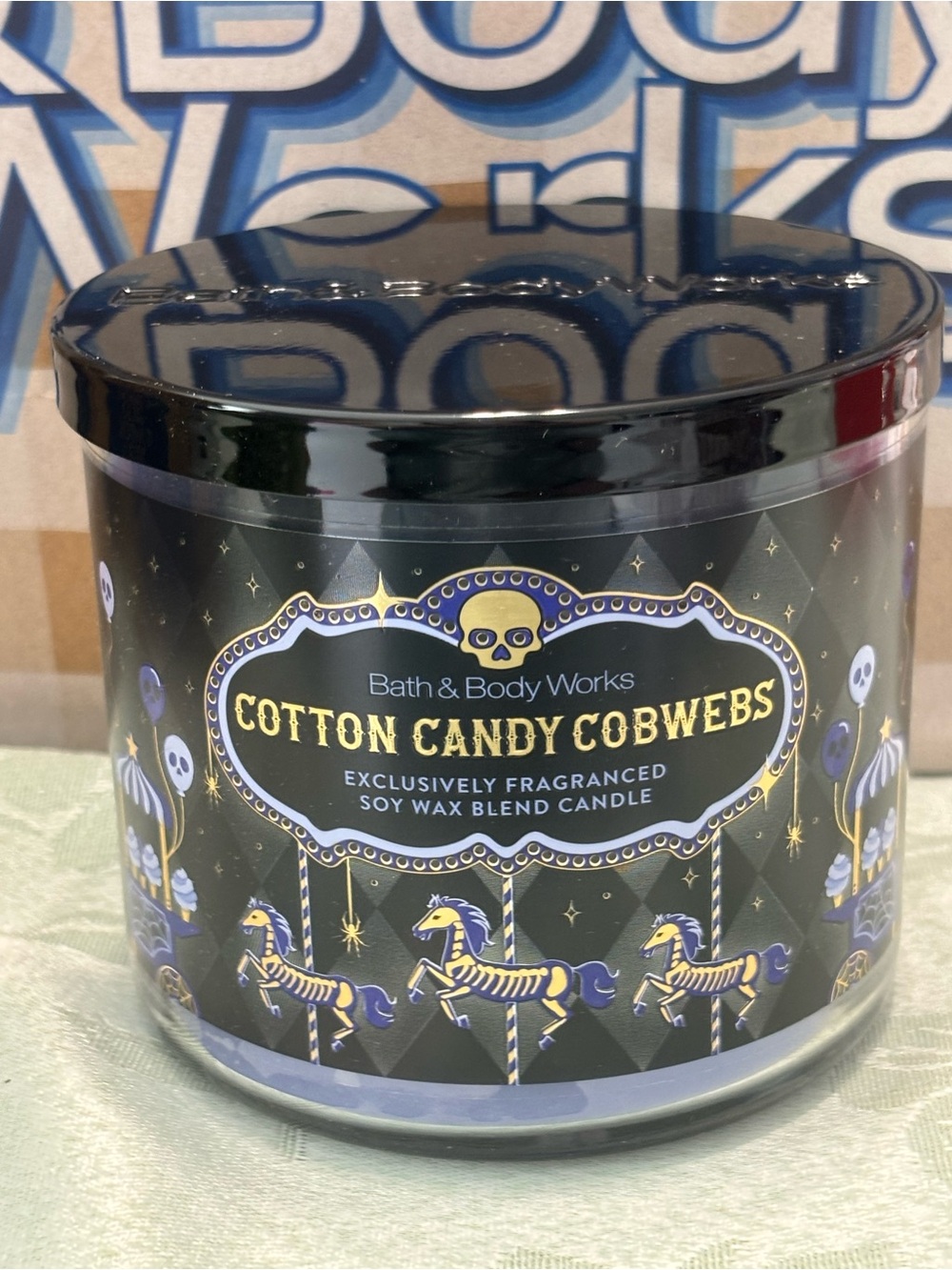Bath & Body Works Cotton Candy Cobwebs Three Wick Scented Halloween Candle